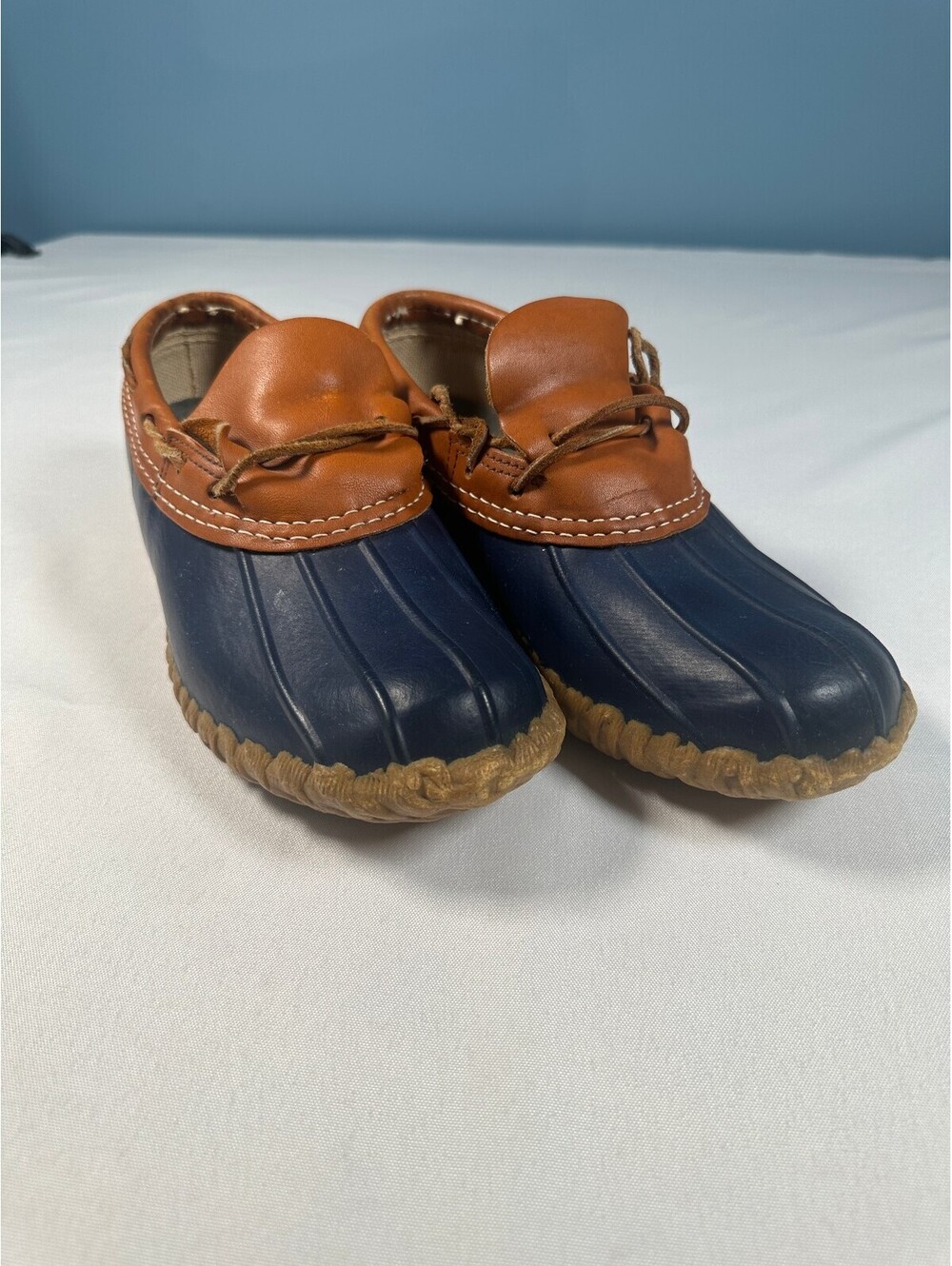 Vintage L.L. Bean Maine Hunting Shoe Rubber Moc Navy Blue Duck Boots Men's Size8